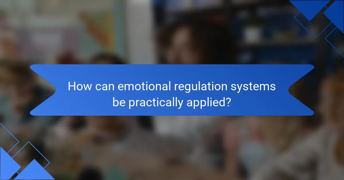 How can emotional regulation systems be practically applied?