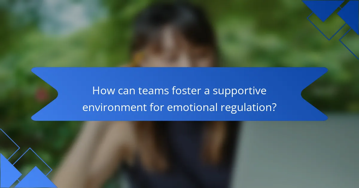 How can teams foster a supportive environment for emotional regulation?