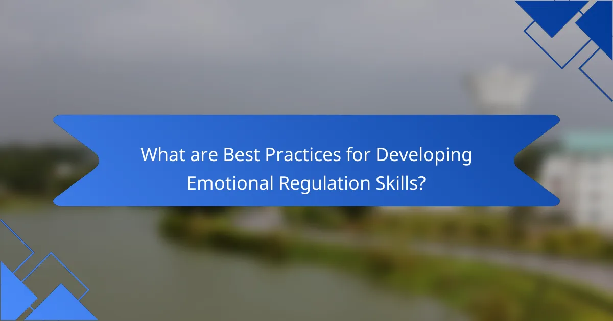 What are Best Practices for Developing Emotional Regulation Skills?