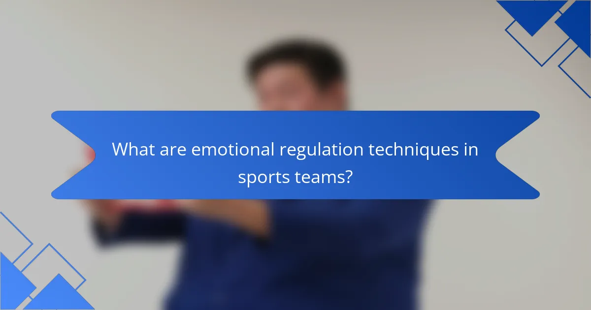 What are emotional regulation techniques in sports teams?