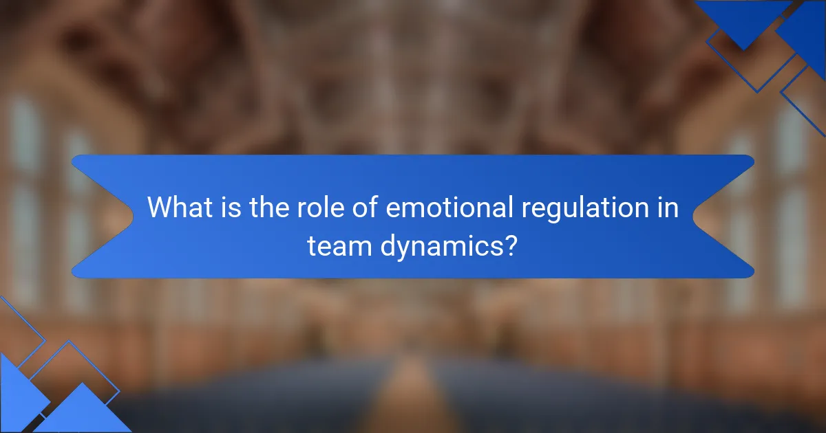 What is the role of emotional regulation in team dynamics?