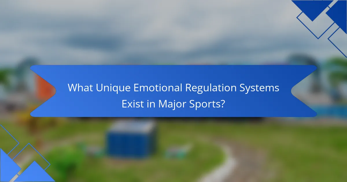 What Unique Emotional Regulation Systems Exist in Major Sports?